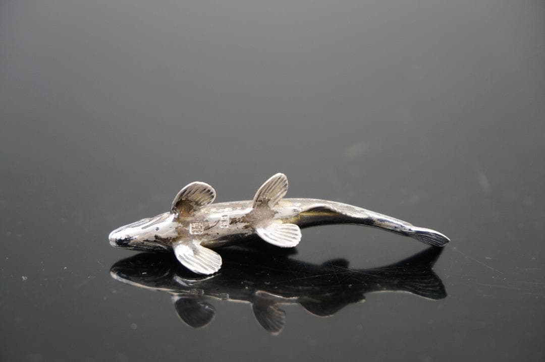 希少品！京都　清課堂　銀製　銀鮎　壱対　裏に刻印【梅】＆【銀製】有　共箱　茶道具