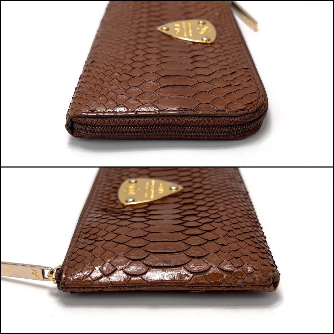 ATAO　アタオ　Limo　リモ　長財布　パイソン　ヘビ革　L字ファスナー　茶