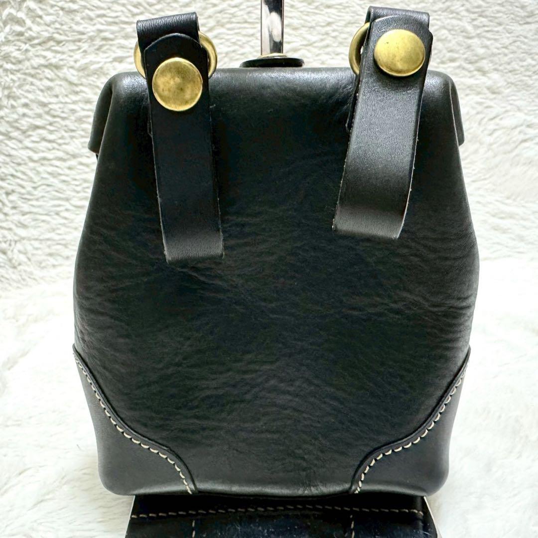 ポルコロッソ 口枠 ベルトポーチ オリジナル 白ステッチ 日本製 本革 ブラック