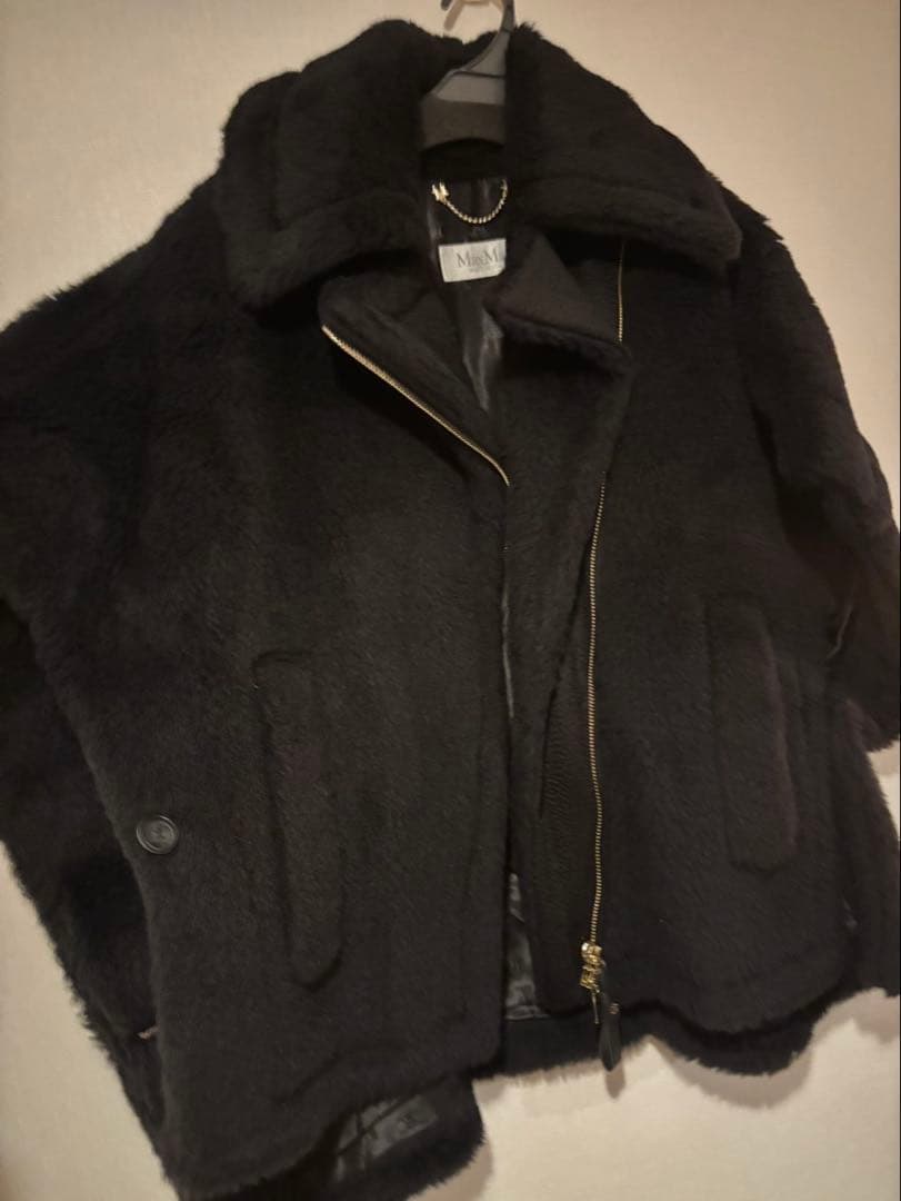 す*み様 Max Mara マックスマーラ　テディケープ　ブラック　S ジップ