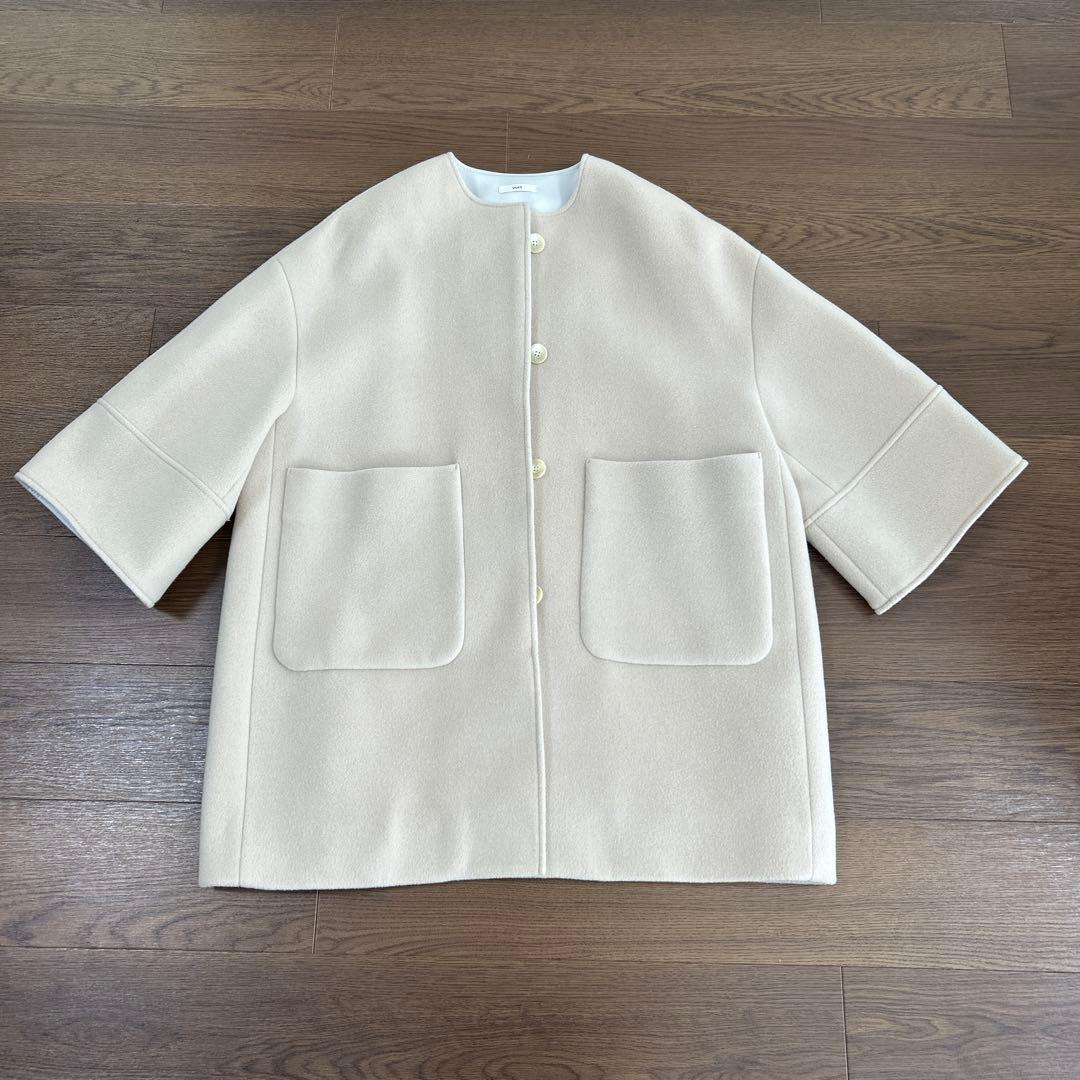 美品★yori★ウールノーカラーコート