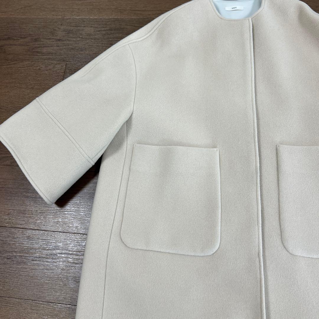美品★yori★ウールノーカラーコート