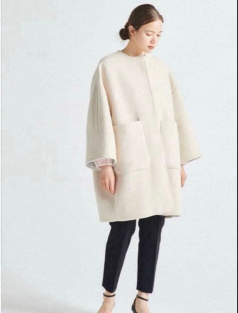 美品★yori★ウールノーカラーコート