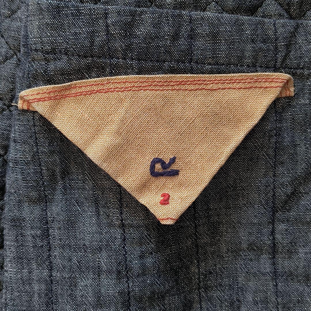 《美品》45R 変形インディゴジャケット クロスオーバー インナーキルティング