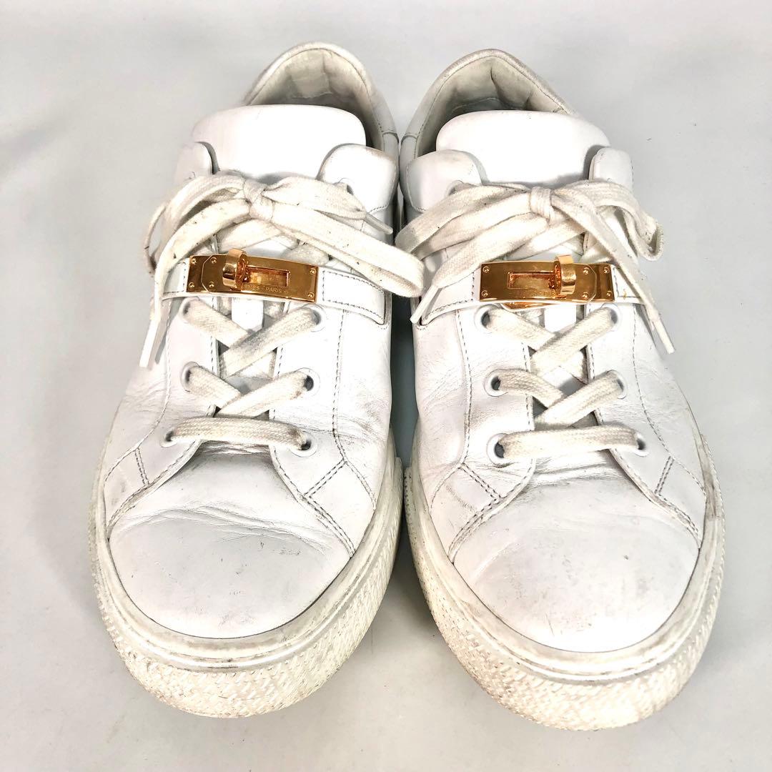 たく　エルメス スニーカー デイ ケリーバックル ホワイト　40 1/2