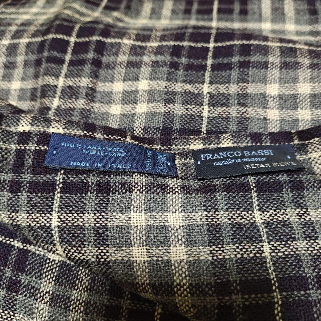 【美品】大判 FRANCO BASSI ITALY チェック柄 ウールストール
