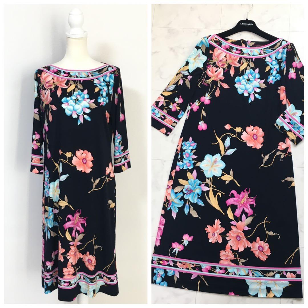 新品未使用　LEONARD レオナール　カンカン　ストレッチ　ワンピース　42