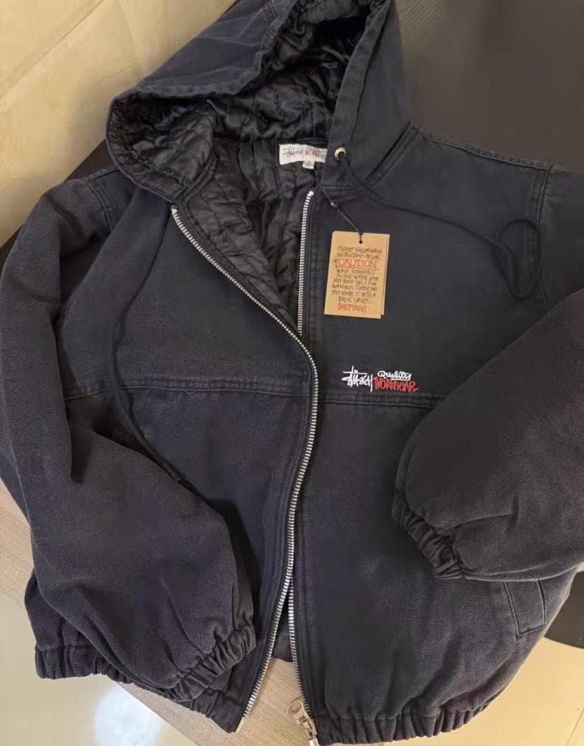 即日発送STUSSY Workgear フーディー ジャケット 黒