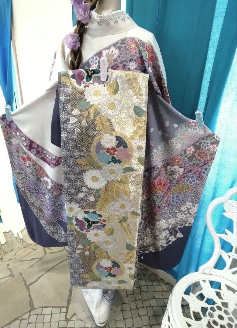 振袖フルセット、きもの友禅振袖、重ね衿、帯揚げ帯締め、西陣袋帯、襦袢、ガード加工