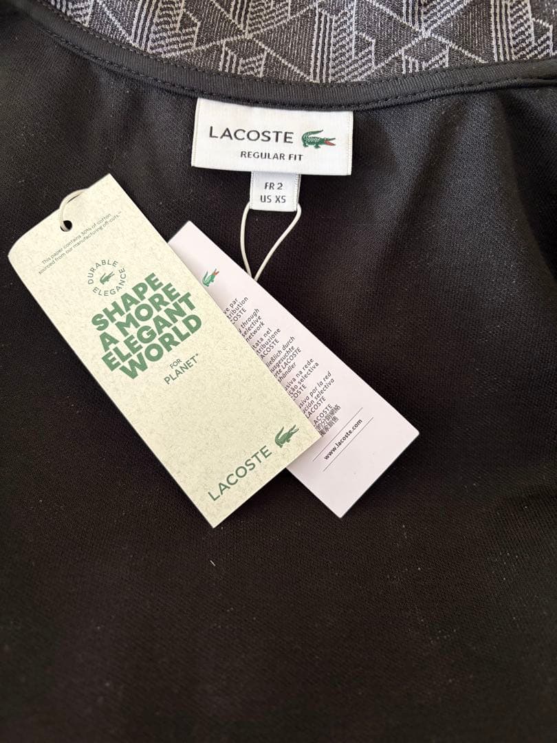 LACOSTE モノグラム ジャカード トラックジャケット XS ブラック