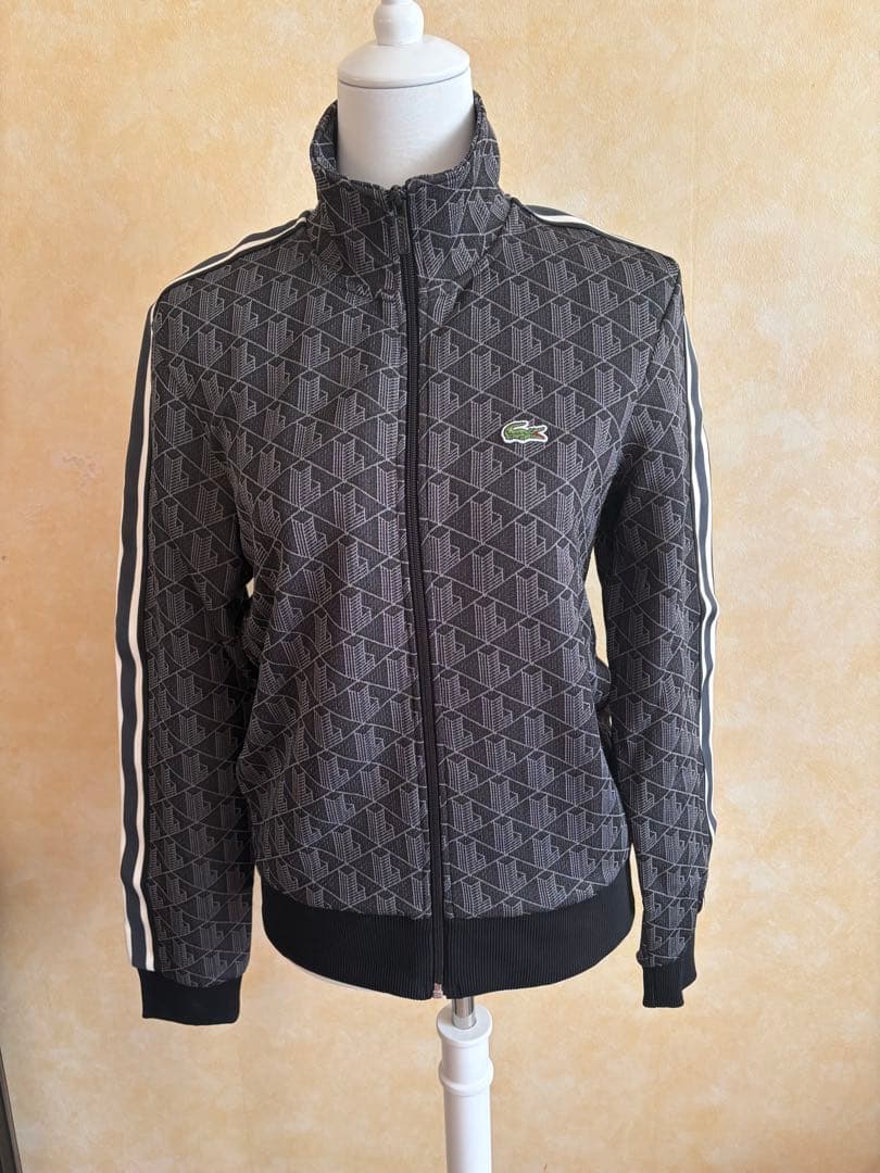 LACOSTE モノグラム ジャカード トラックジャケット XS ブラック
