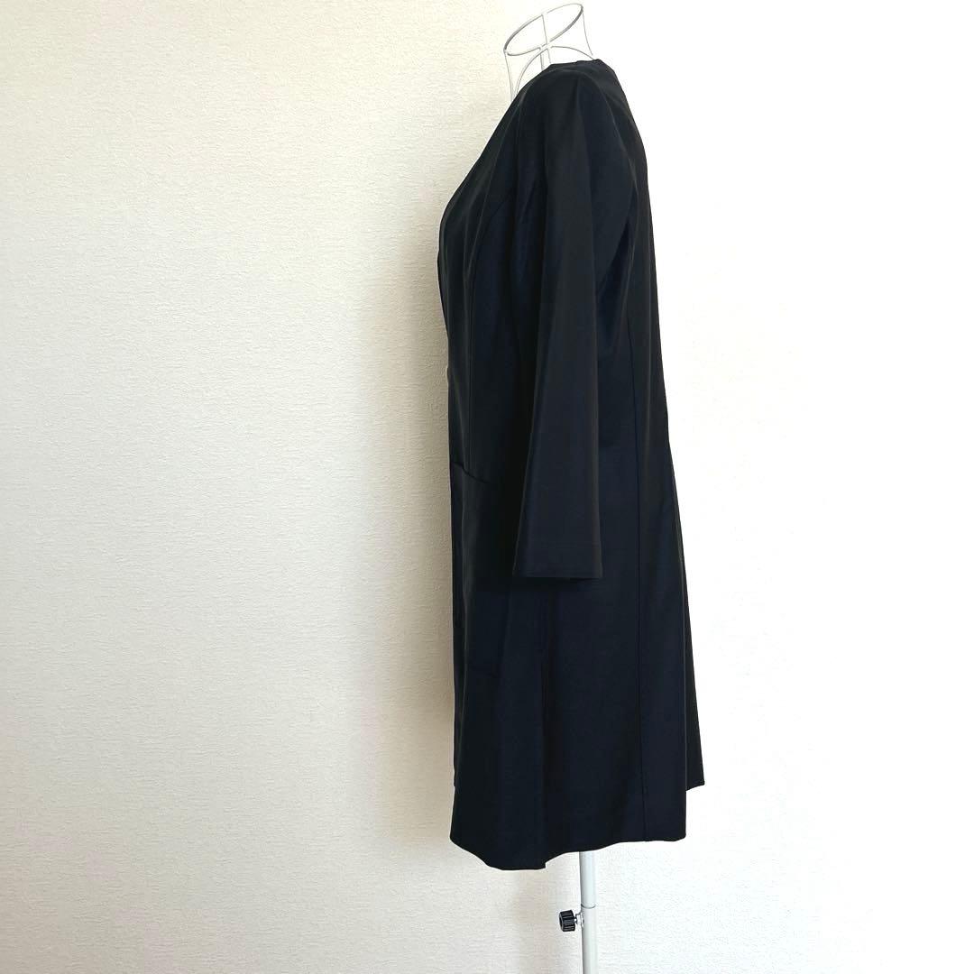 ￼ エムフィル　M・fil 比翼ノーカラー　コート 濃紺 サイズ40 春・秋