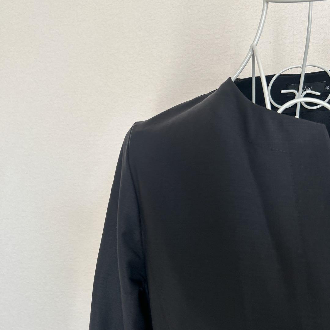 ￼ エムフィル　M・fil 比翼ノーカラー　コート 濃紺 サイズ40 春・秋