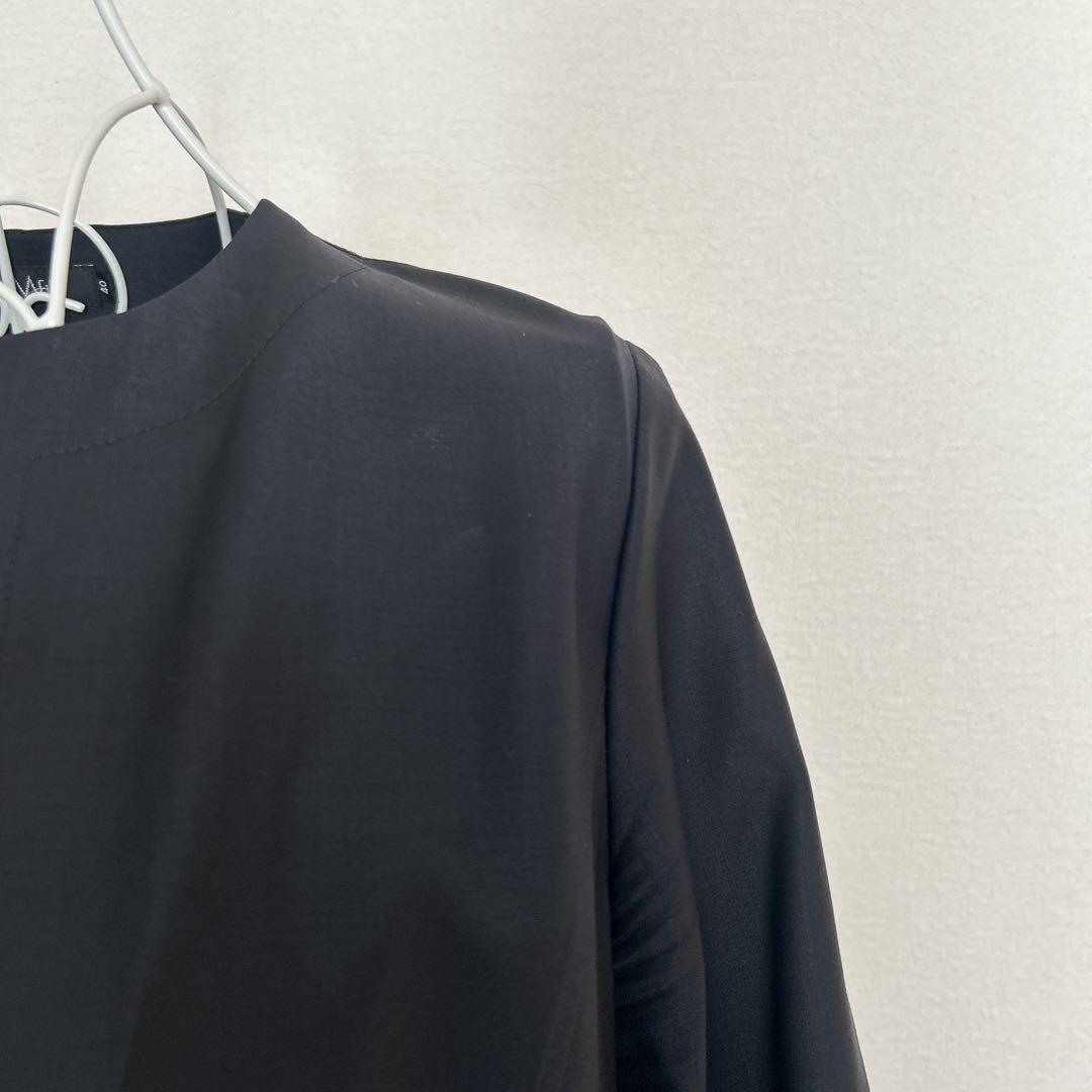 ￼ エムフィル　M・fil 比翼ノーカラー　コート 濃紺 サイズ40 春・秋