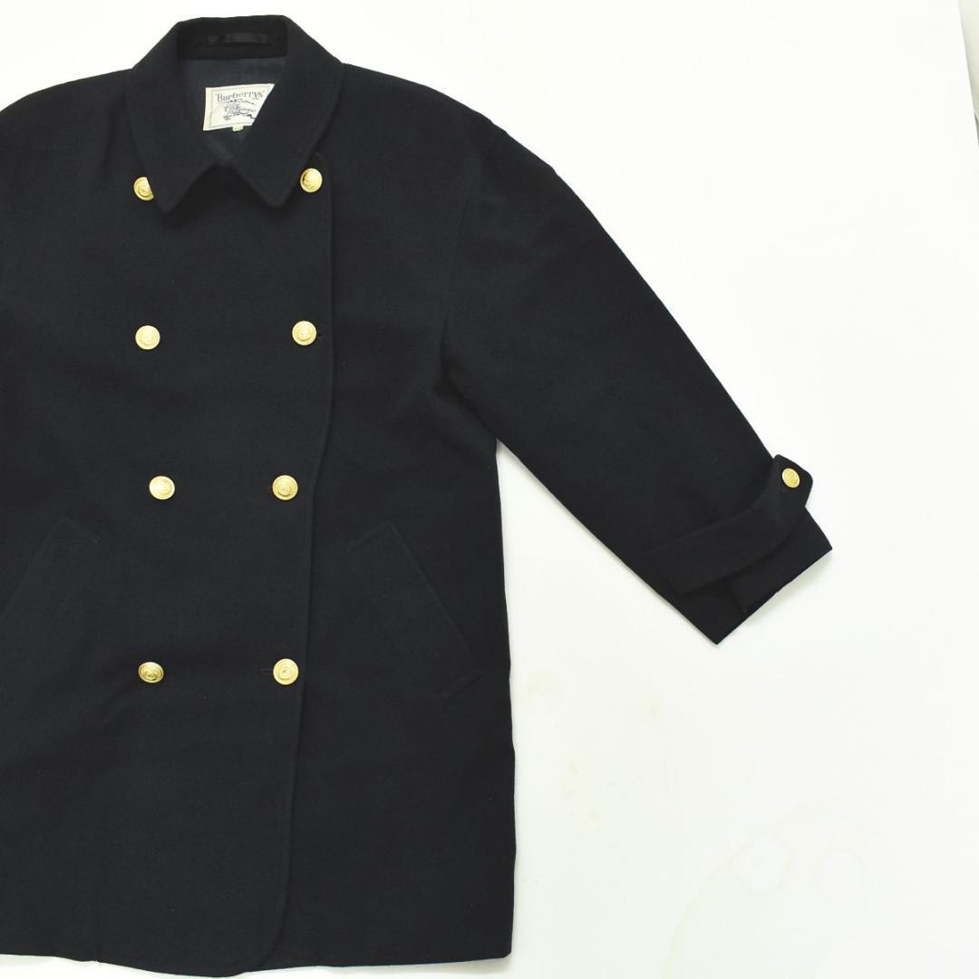 【エンブレム 金ボタン 】 90s バーバリー ウール チェスターコート 紺♪