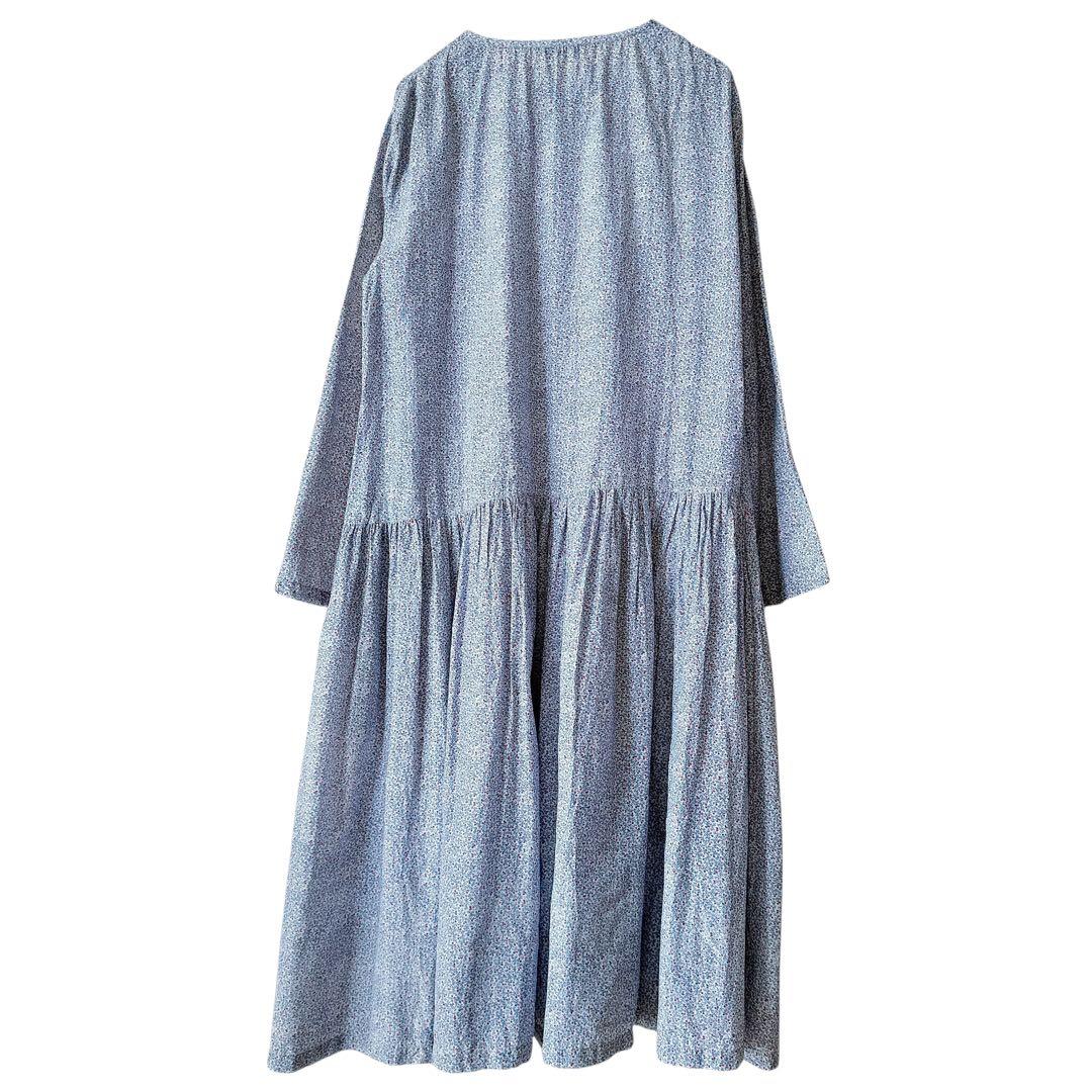 45R 45rpm コットンシルク ロング ギャザーワンピース 小花柄 前開き