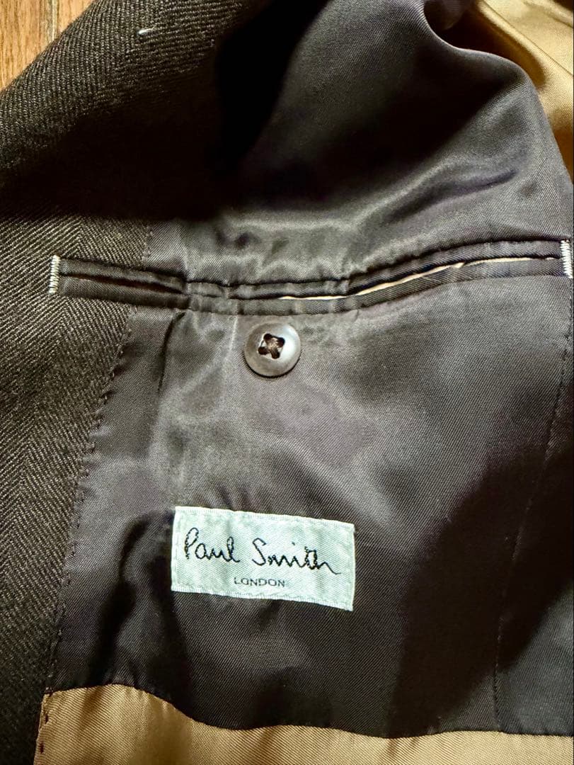 ポールスミス ロンドン ヘリンボーン×ベルベット 英国クラシック ロングコート