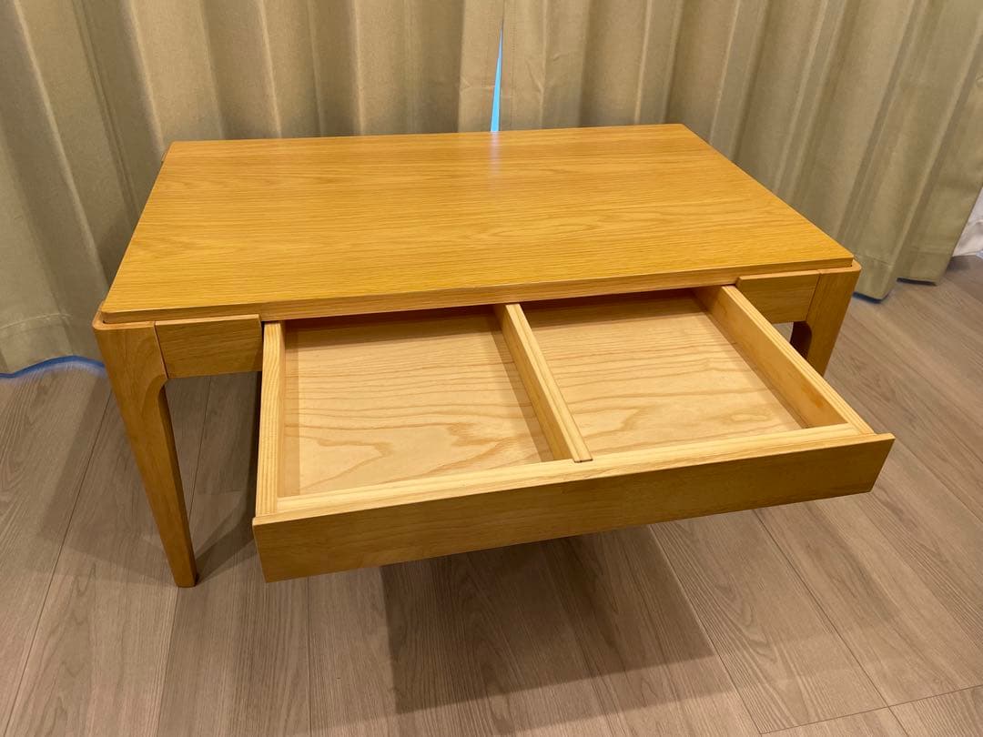 【美品】引出し付きリビングローテーブル 幅80cm奥行50ナチュラル