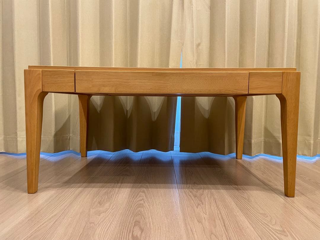 【美品】引出し付きリビングローテーブル 幅80cm奥行50ナチュラル