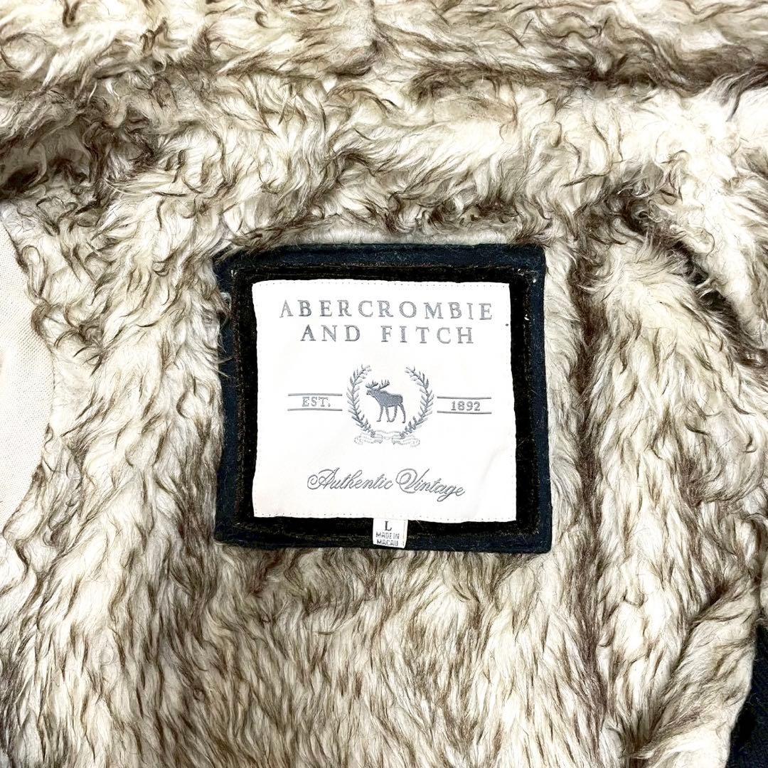 y2k❤️ Abercrombie＆Fitch ロゴ 刺繍 ファー ジップパーカー