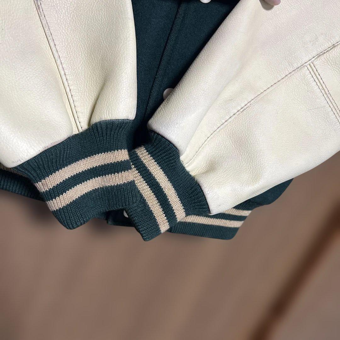 VAN JAC スタジアムジャンパー　グリーン　袖皮　 Lサイズ