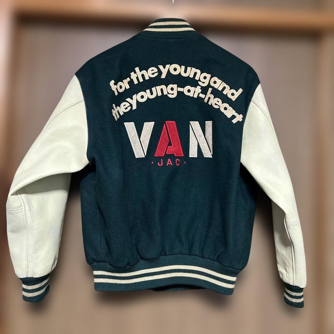 VAN JAC スタジアムジャンパー　グリーン　袖皮　 Lサイズ