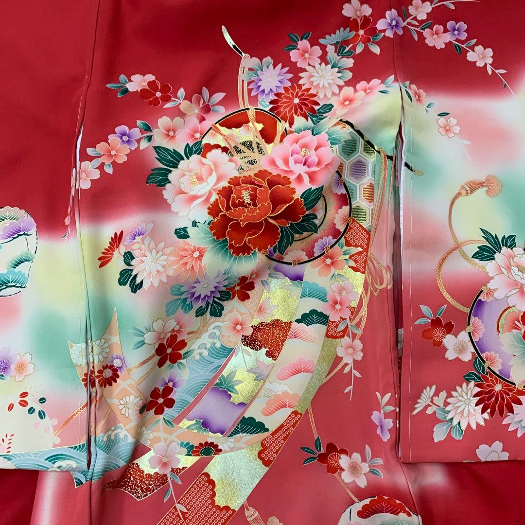 新品お宮参り 産着 祝着のきもの　京友禅染四季花鼓熨斗文多色染分ぼかし染　特撰品