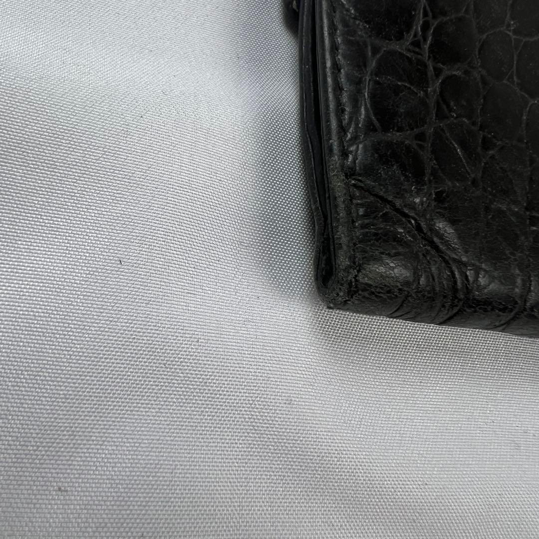 小物 PRADA Crocodile compact wallet black