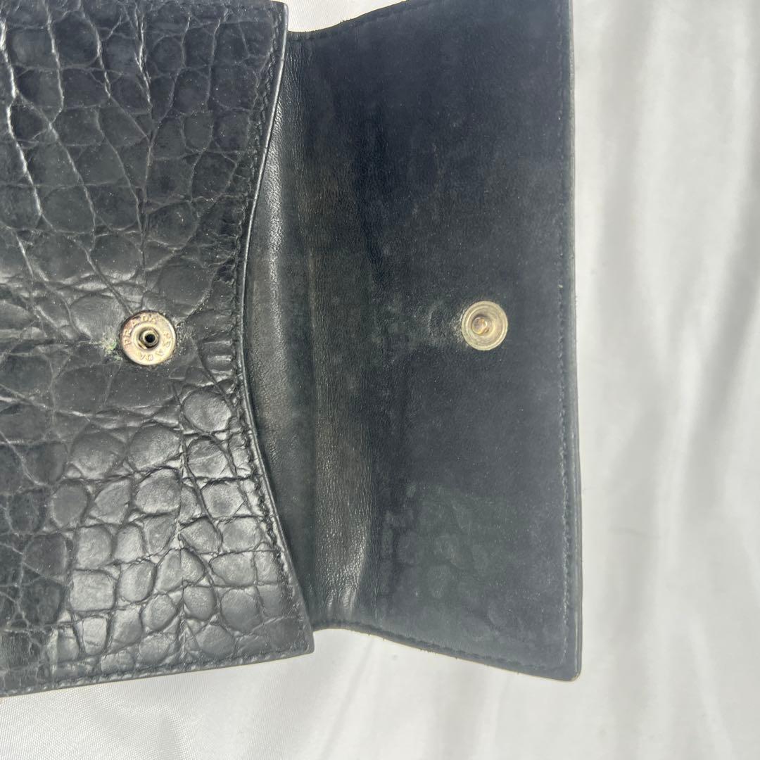 小物 PRADA Crocodile compact wallet black