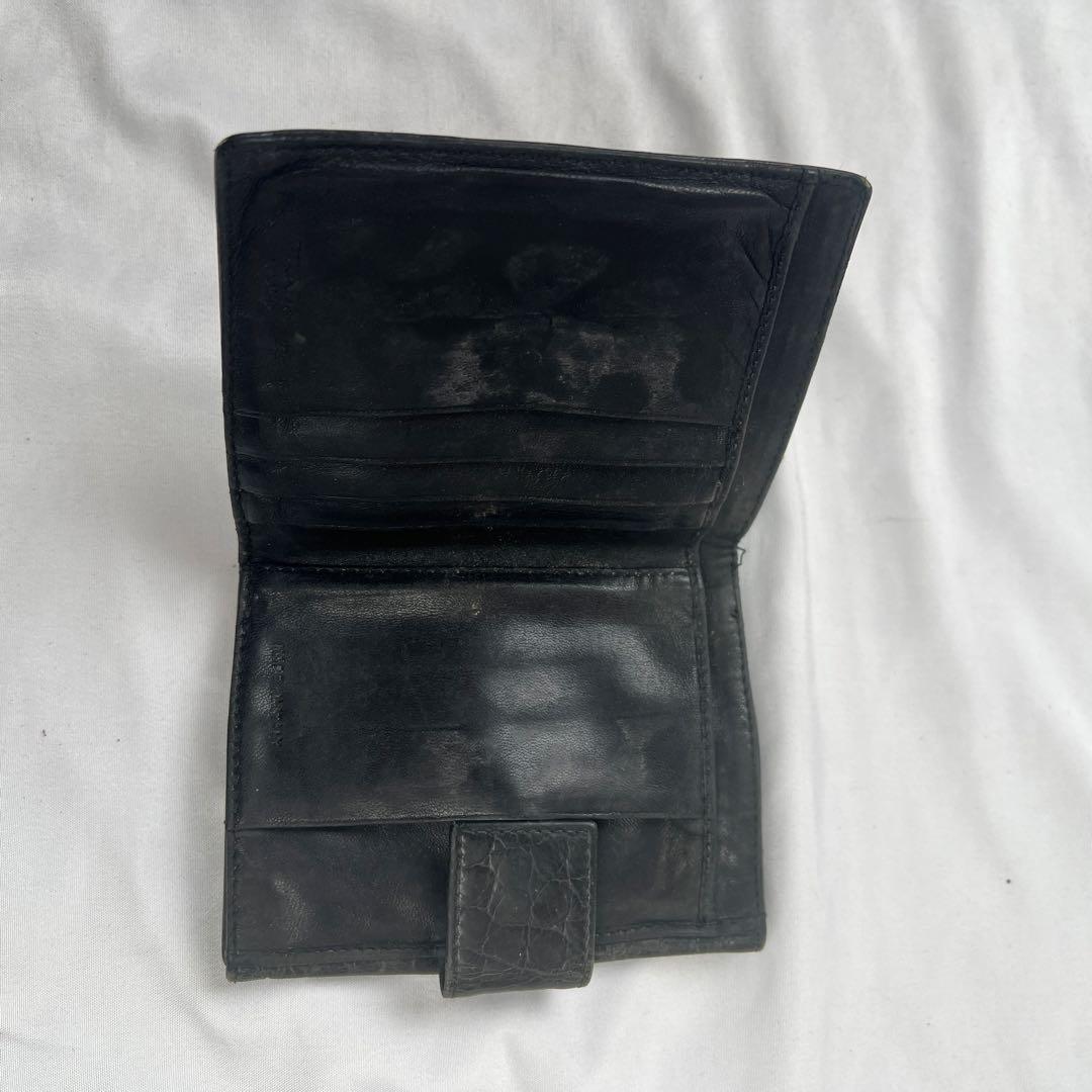 小物 PRADA Crocodile compact wallet black