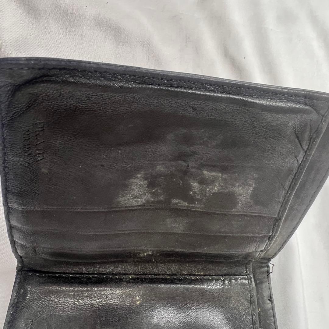 小物 PRADA Crocodile compact wallet black