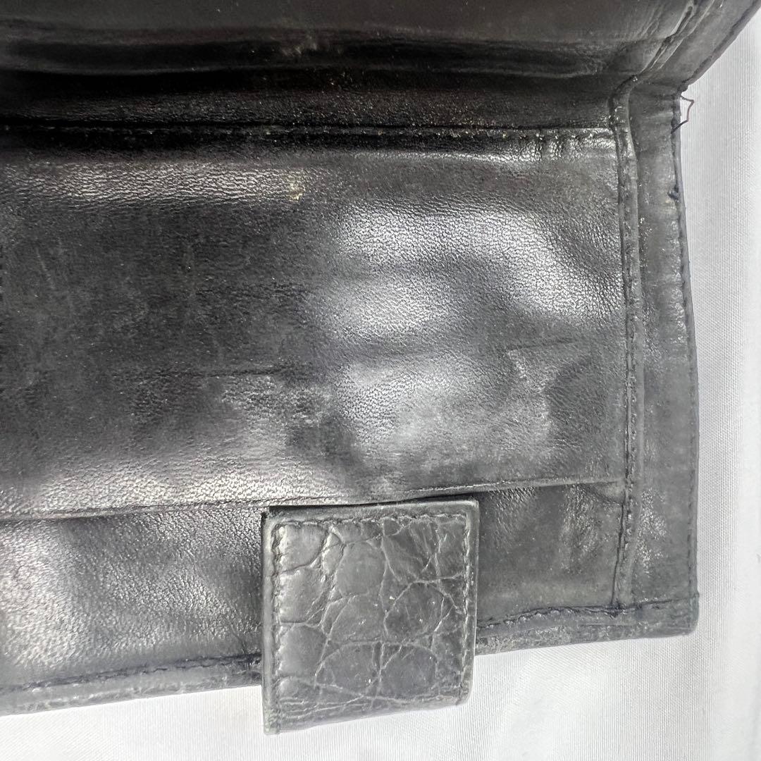 小物 PRADA Crocodile compact wallet black