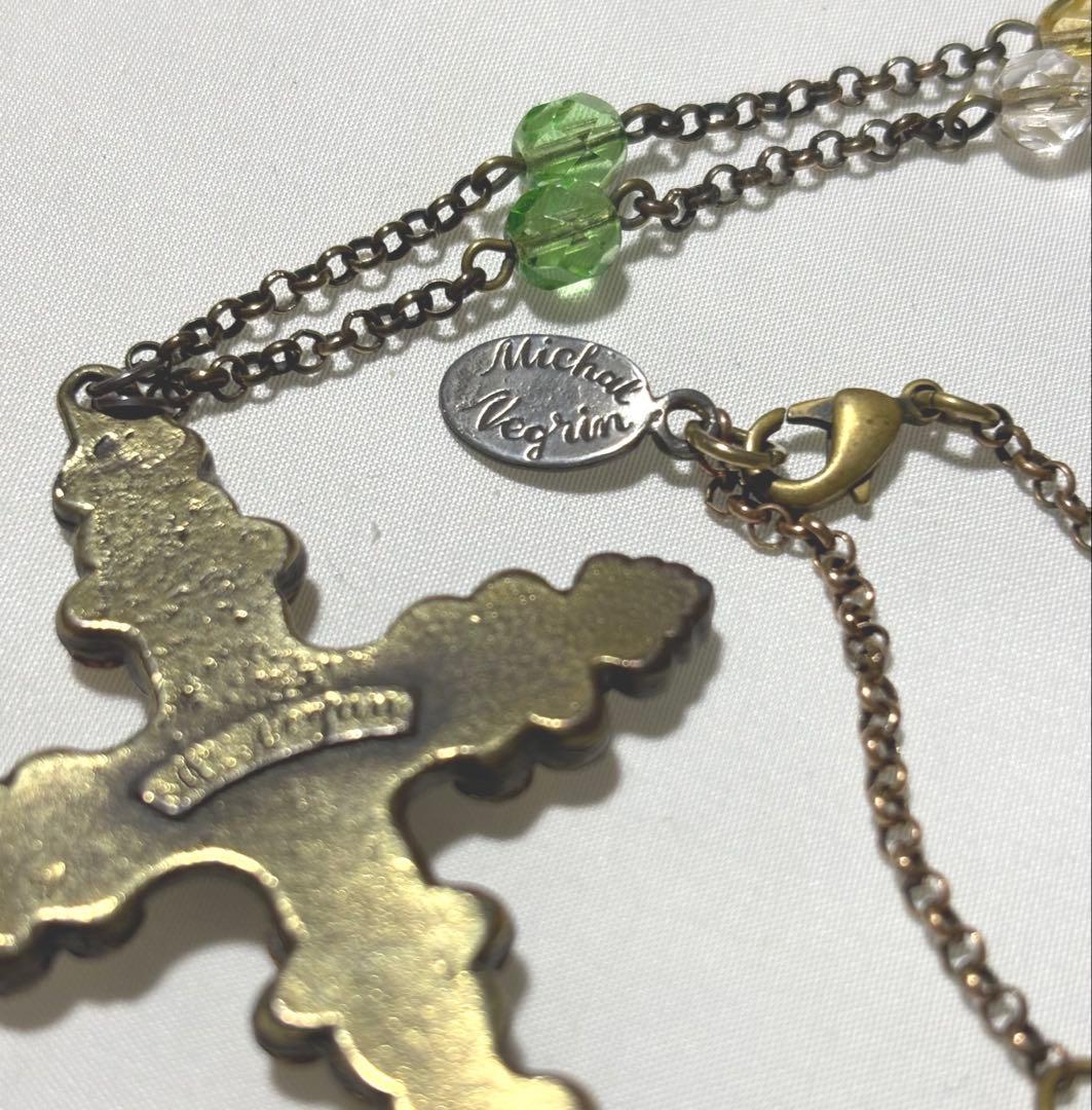 ミハエルネグリン クロスネックレス ヴィンデージ 人気モデル グリーン系