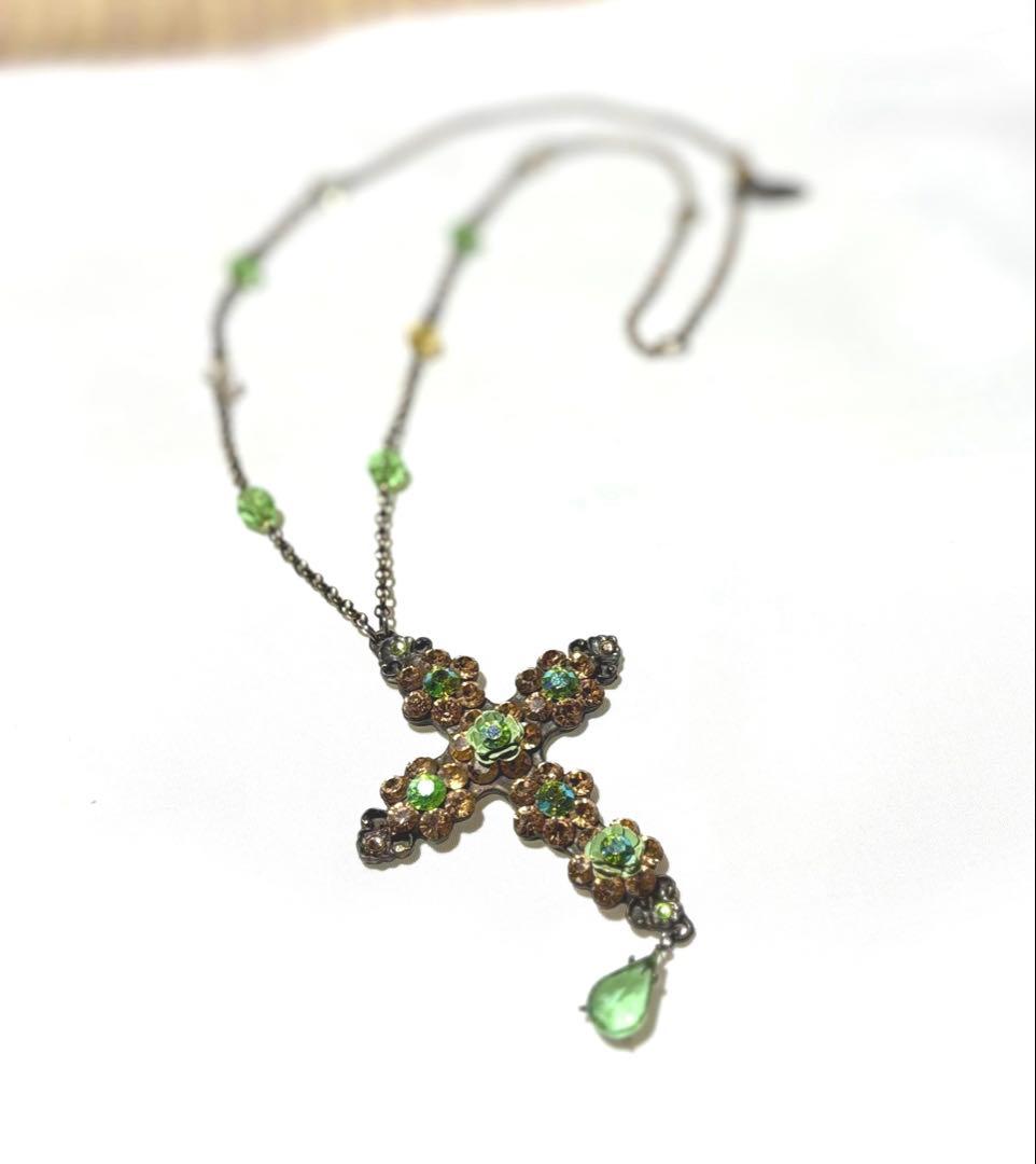 ミハエルネグリン クロスネックレス ヴィンデージ 人気モデル グリーン系