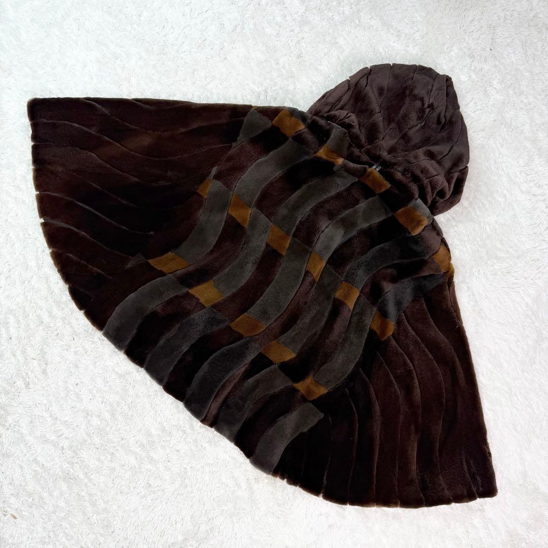 サガミンク シェアードミンク ポンチョ フーディ SAGAMINK デザイン◎