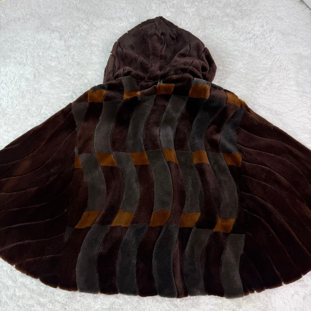 サガミンク シェアードミンク ポンチョ フーディ SAGAMINK デザイン◎