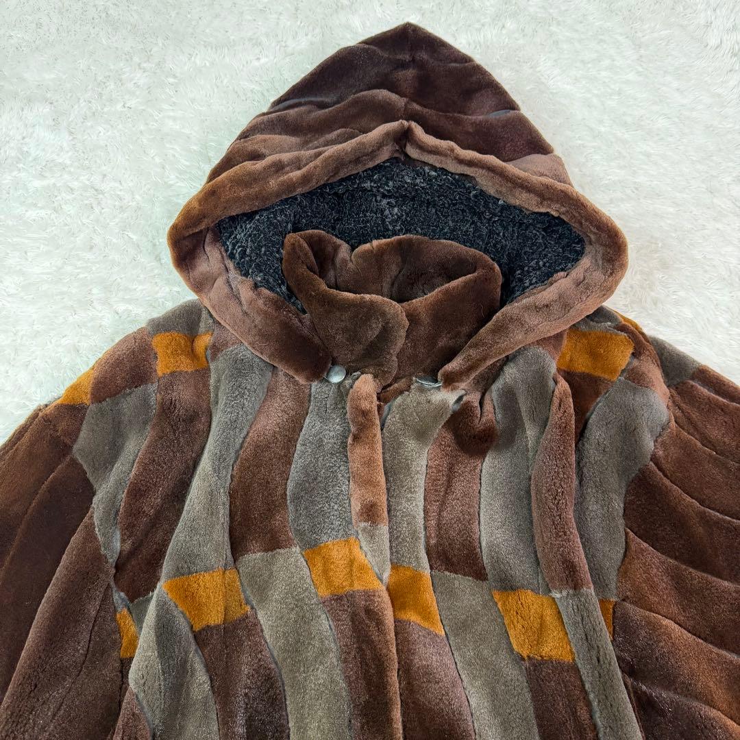 サガミンク シェアードミンク ポンチョ フーディ SAGAMINK デザイン◎