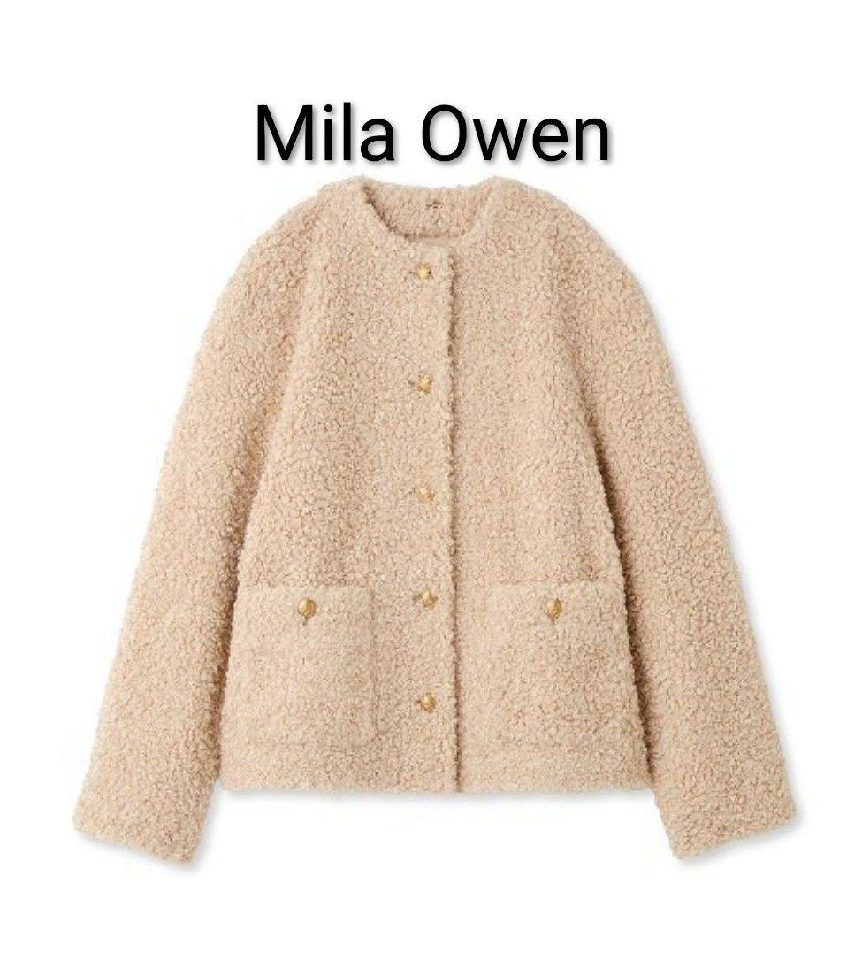 Mila Owenミラオーウェン 金釦ノーカラーコンパクトボアジャケット