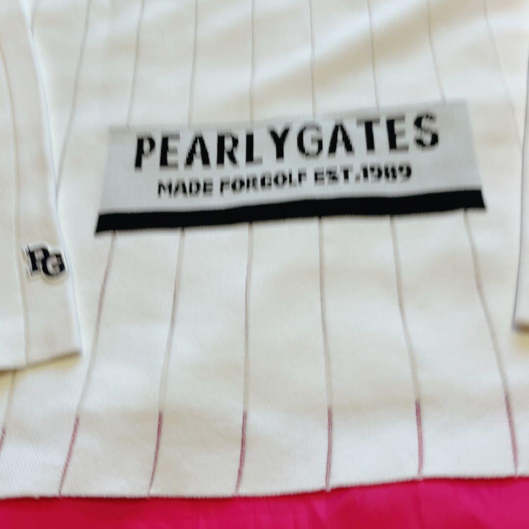 極美品　近年　パーリーゲイツ　ストライプ　ニット　セーター　白　麻