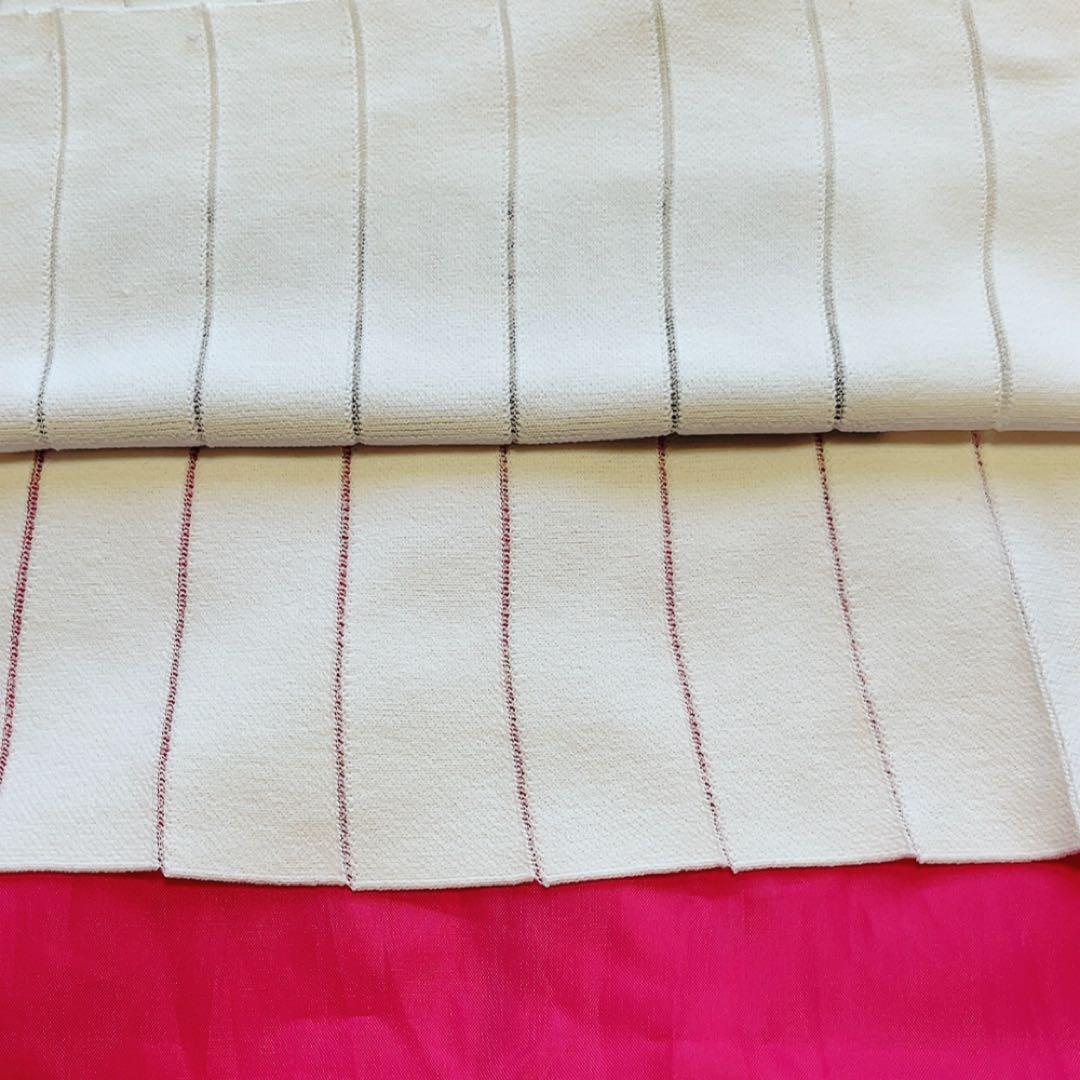 極美品　近年　パーリーゲイツ　ストライプ　ニット　セーター　白　麻