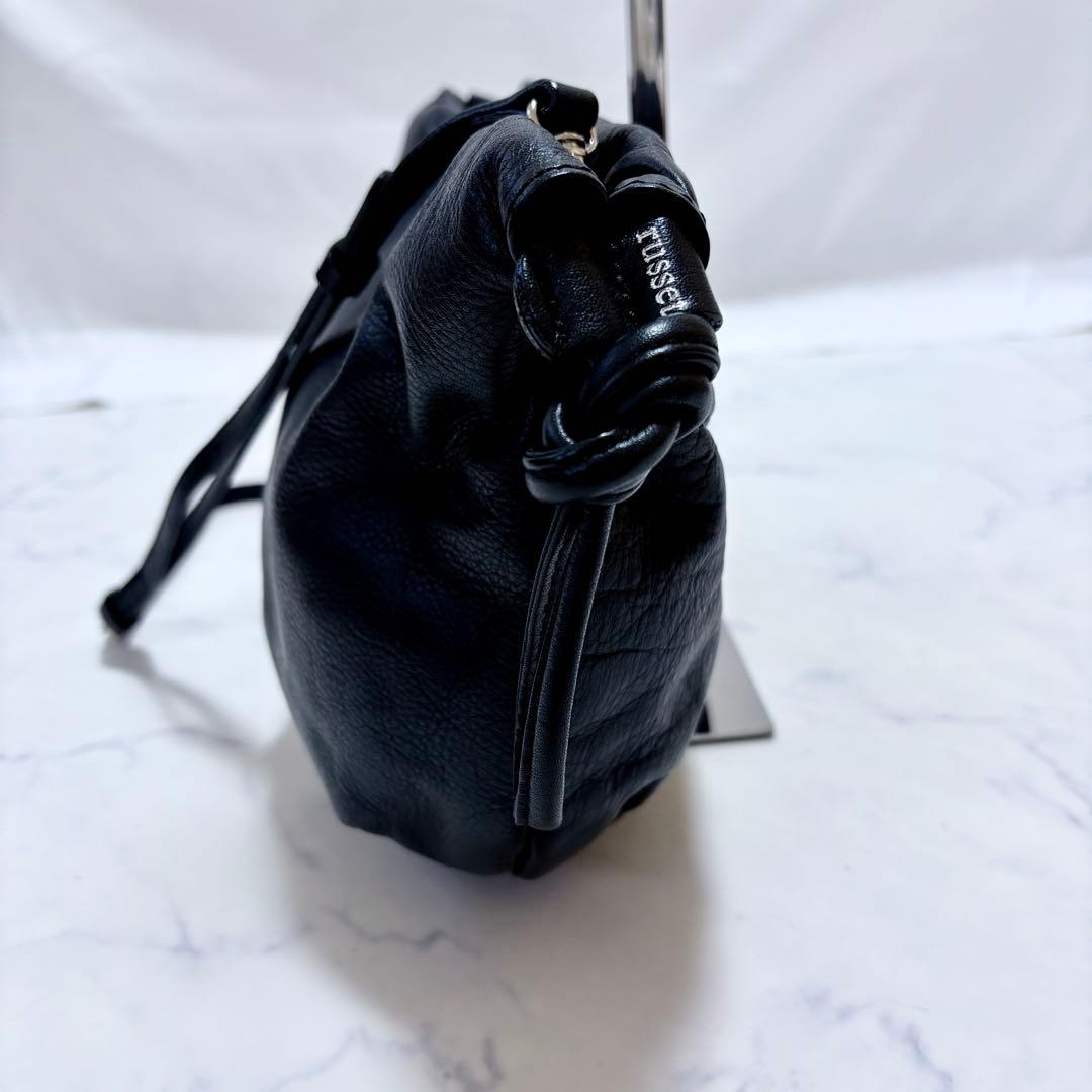 美品 russet ラシット 4WAY 巾着ショルダーバッグ 日本製 レザー 黒