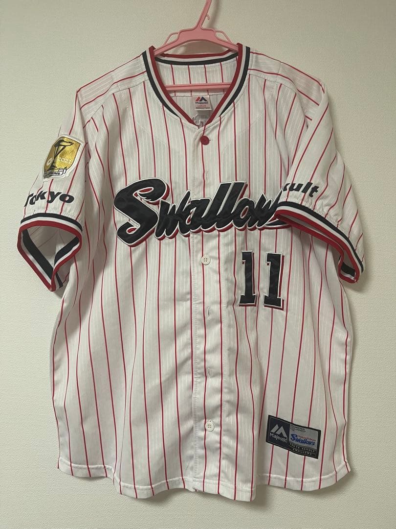 ヤクルトスワローズ　奥川泰伸　ユニフォーム　優勝ワッペン　つば九郎
