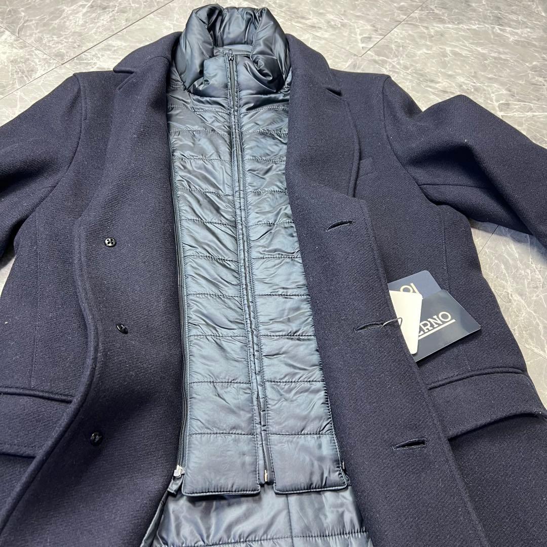 新品未使用　タグ付　ヘルノ　チェスターコート　ライナー　ネイビー　50 L