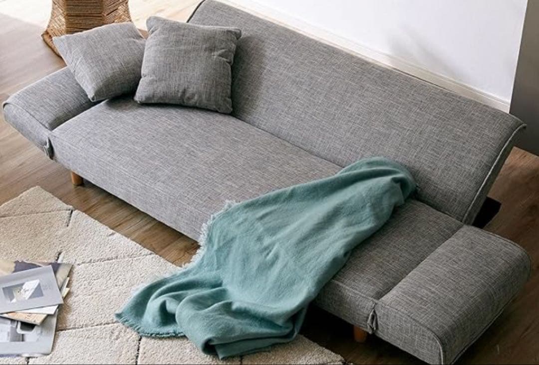 さくらさん専用 グレー 3人掛けソファベッド クッション2個付き LOWYA