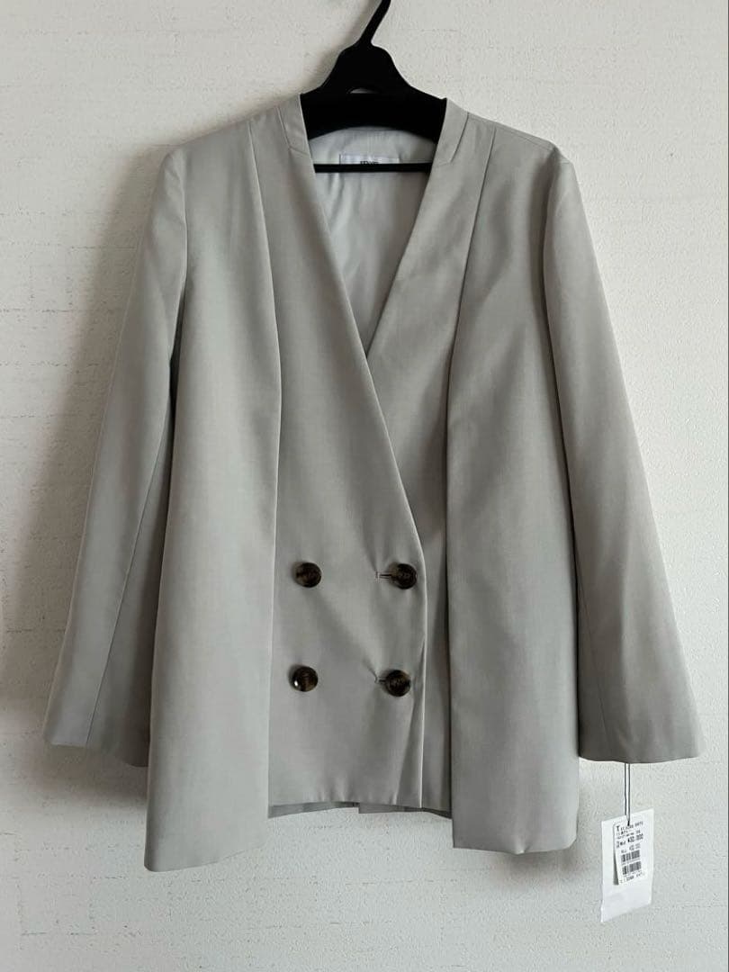 新品/FENNEL/ダブルフロント2wayノーカラージャケット（杢グレー）