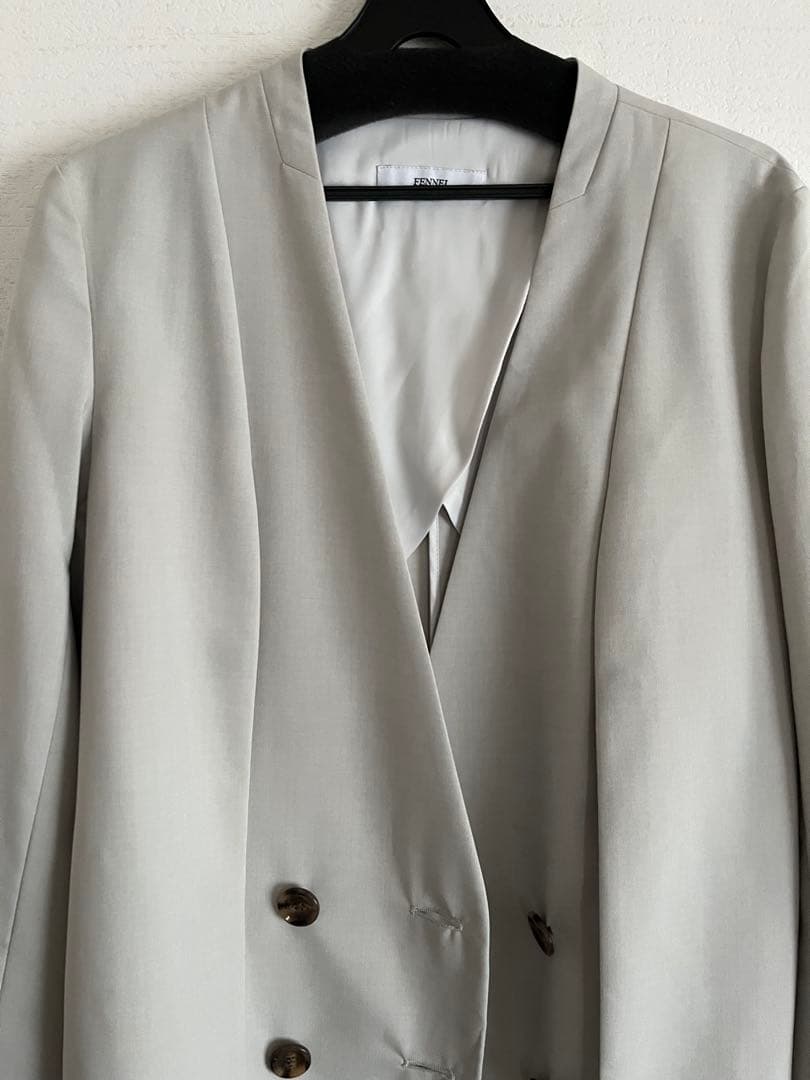 新品/FENNEL/ダブルフロント2wayノーカラージャケット（杢グレー）