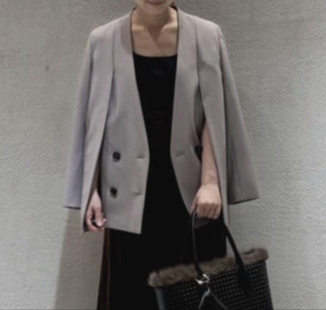 新品/FENNEL/ダブルフロント2wayノーカラージャケット（杢グレー）