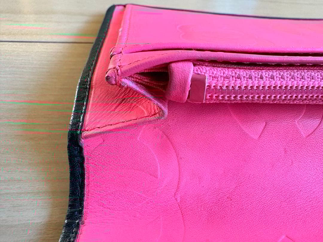 【CHANEL】シャネル　カンボンライン 二つ折り財布 ブラック キルティング