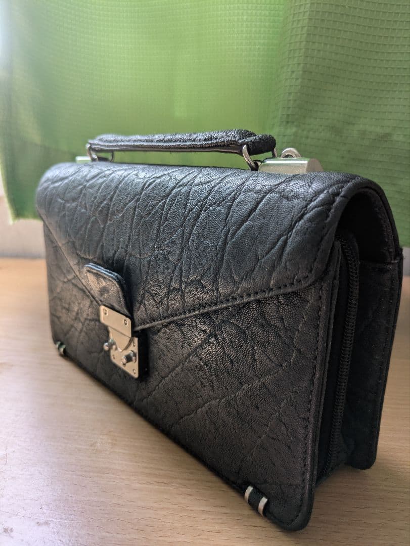 象革　リアルエレファント　セカンドバッグ＆ショルダーバッグ２way　本革紐・鍵付