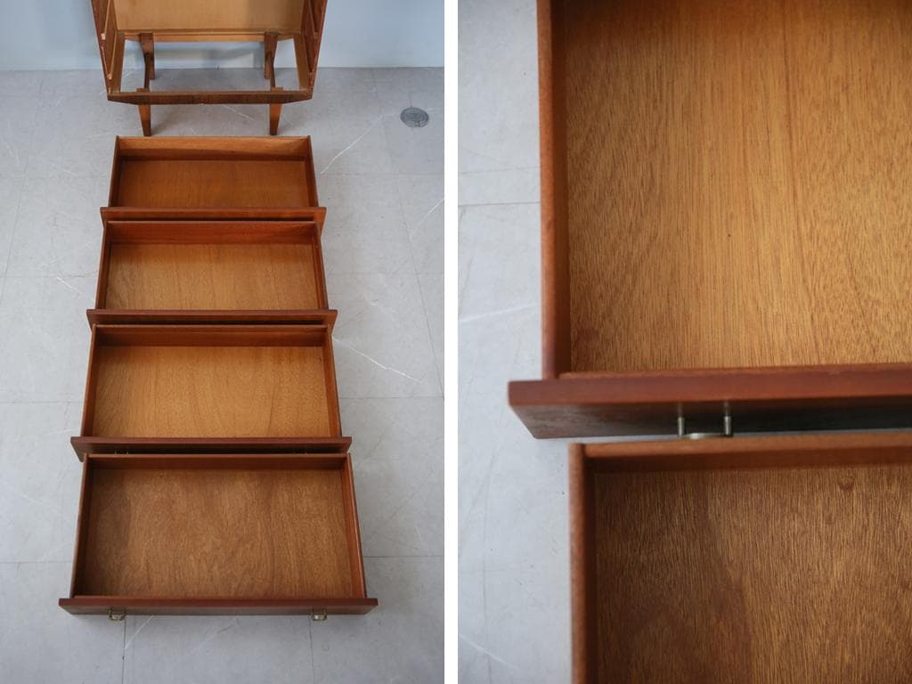 英国アンティークチーク古木4杯ドロワー/木製チェスト/タンス箪笥(92-269)